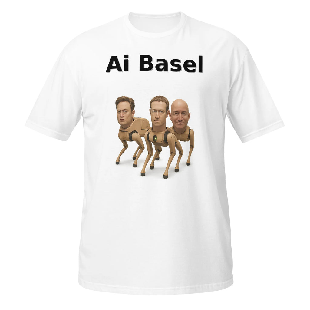 AI Basel Robot Fight Graphic Tee | Tech Satire Unisex T-Shirt