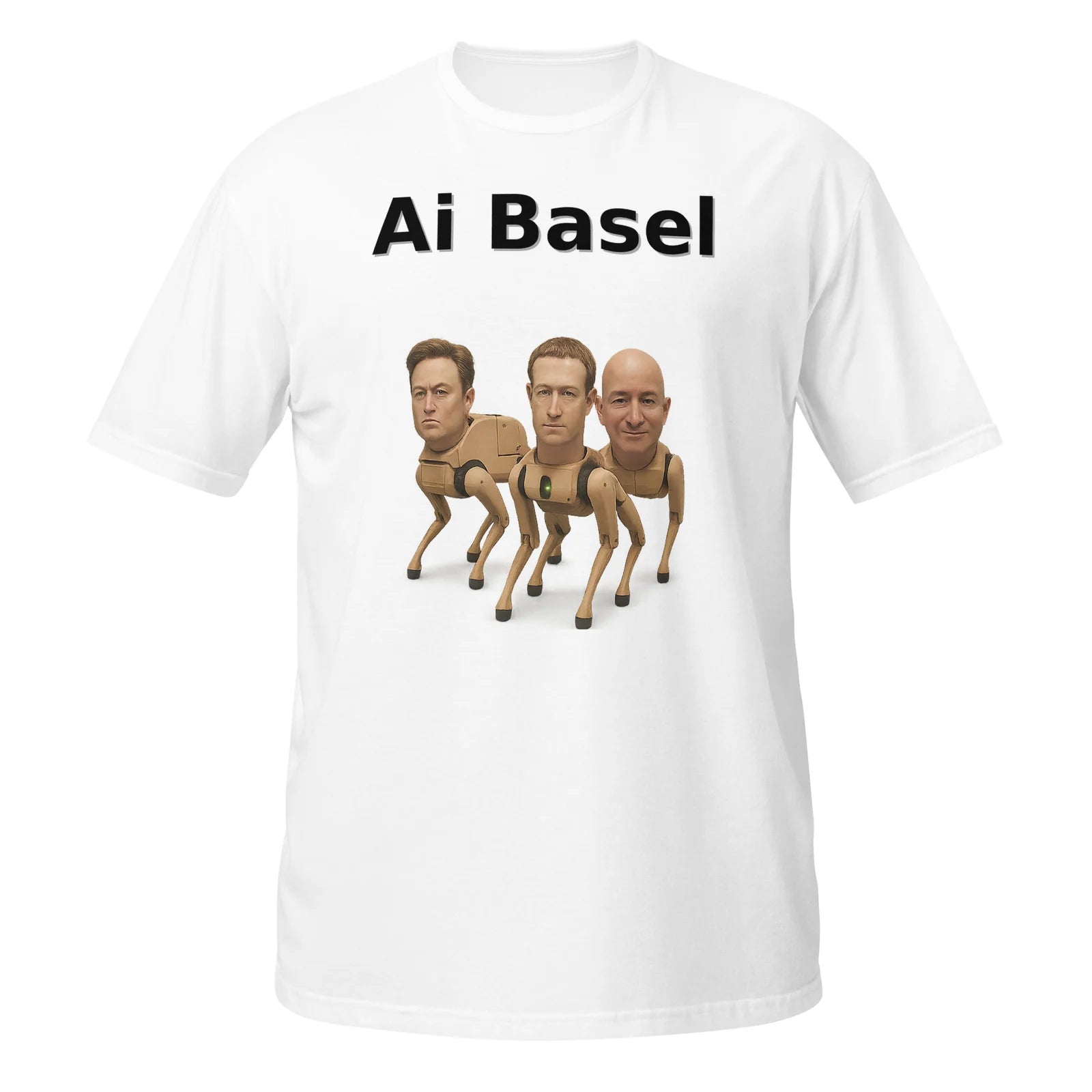 AI Basel Robot Fight Graphic Tee | Tech Satire Unisex T-Shirt