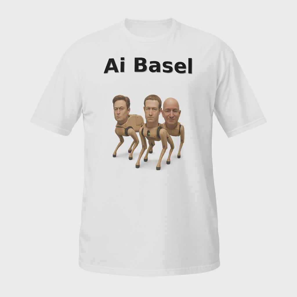 AI Basel Robot Fight Graphic Tee | Tech Satire Unisex T-Shirt