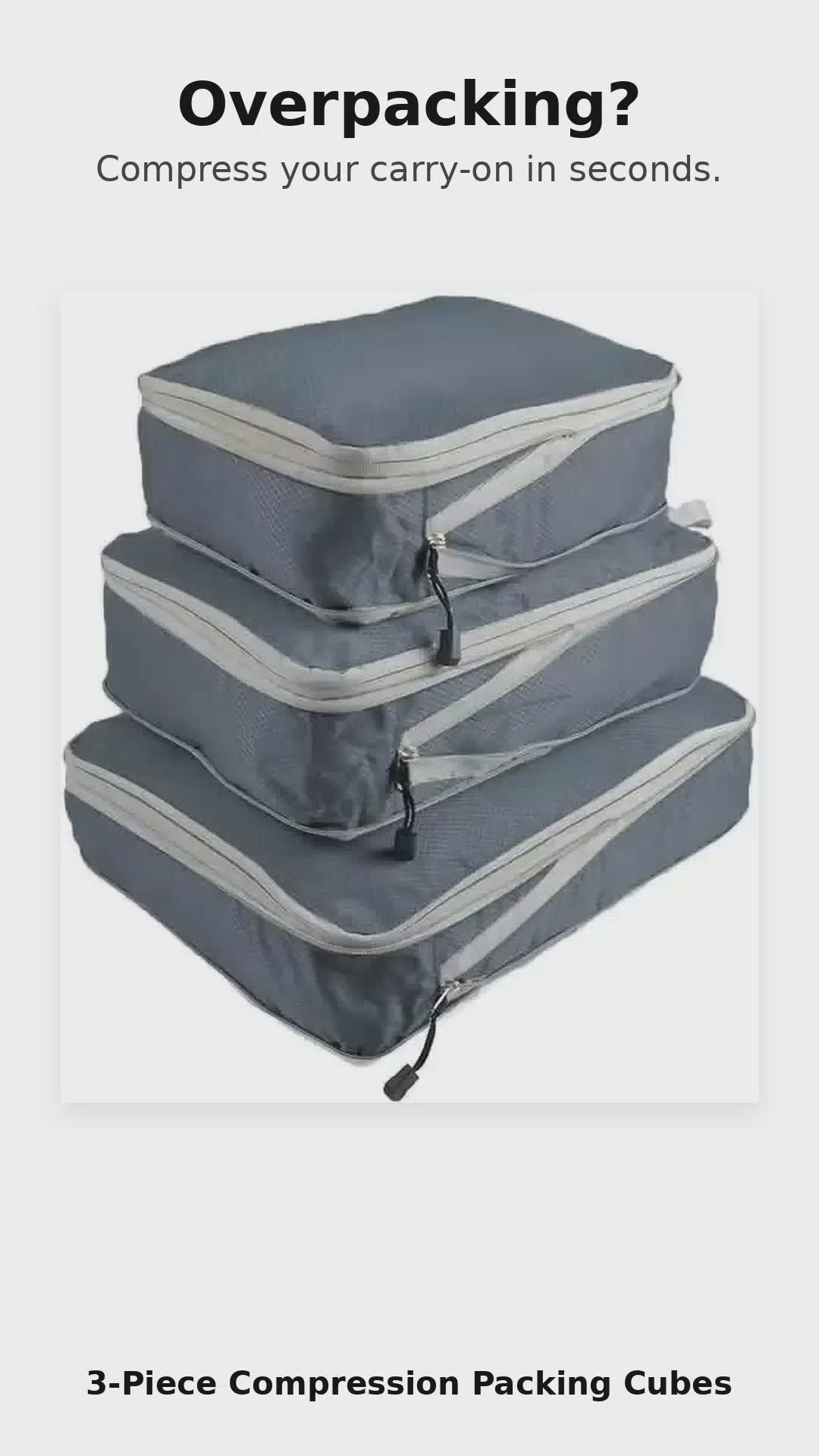3-Piece Compression Packing Cubes Set – Pack More, Stay Organized